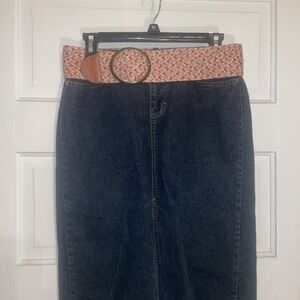 Fossil‎ Colorful Woven Belt Genuine Leather Trim Brass Buckle Boho Womens Med